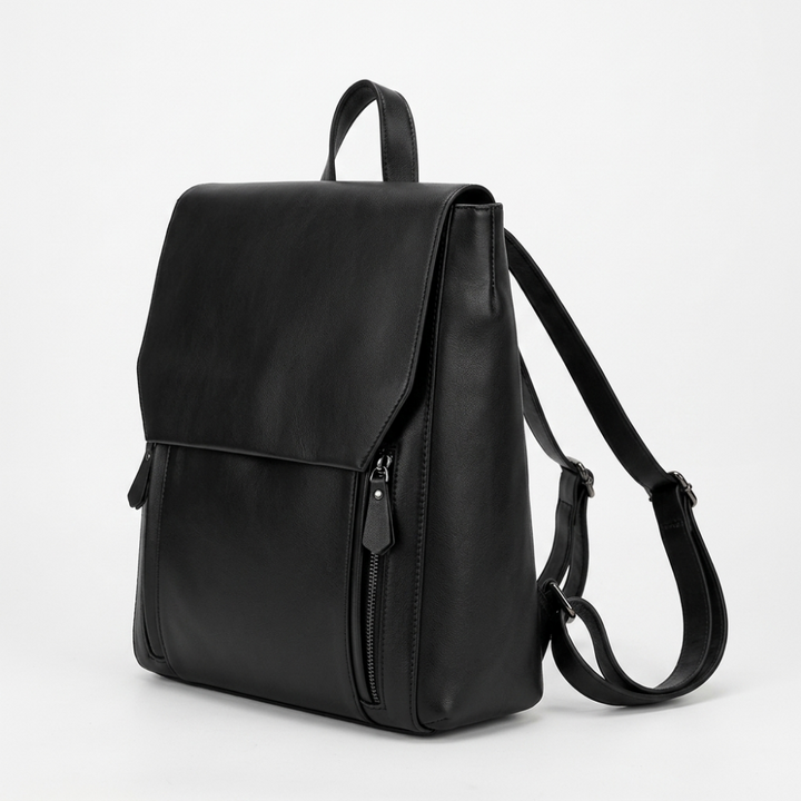 Briselle – Leather Backpack — Black