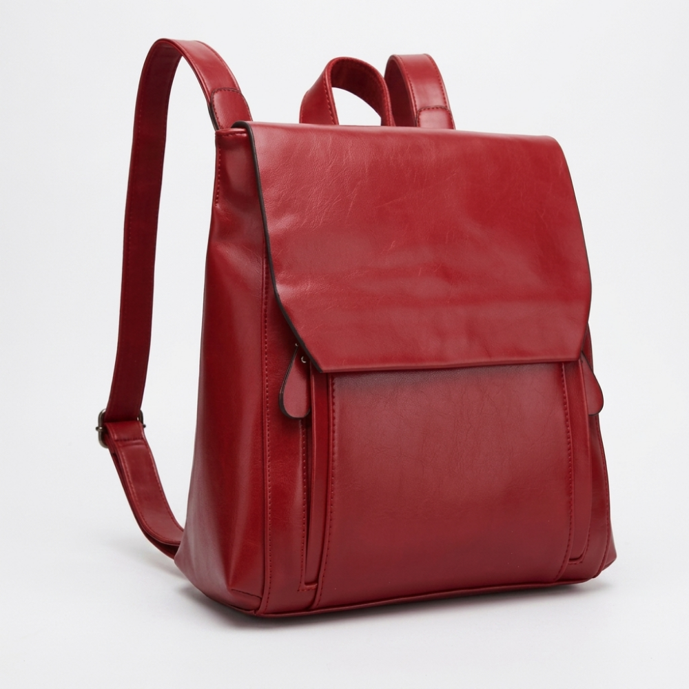 Briselle – Leather Backpack — Red