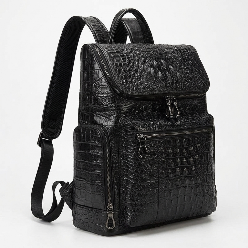 Blackreach – Leather Backpack — Crocodile Black