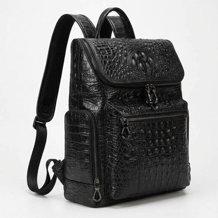 Blackreach – Leather Backpack — Crocodile Black