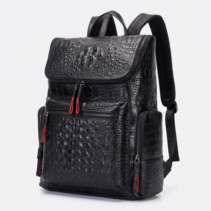 Blackreach – Leather Backpack — Crocodile Black Red