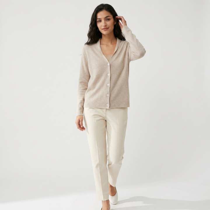 Pirelle – Cashmere Wool Cardigan — Tan