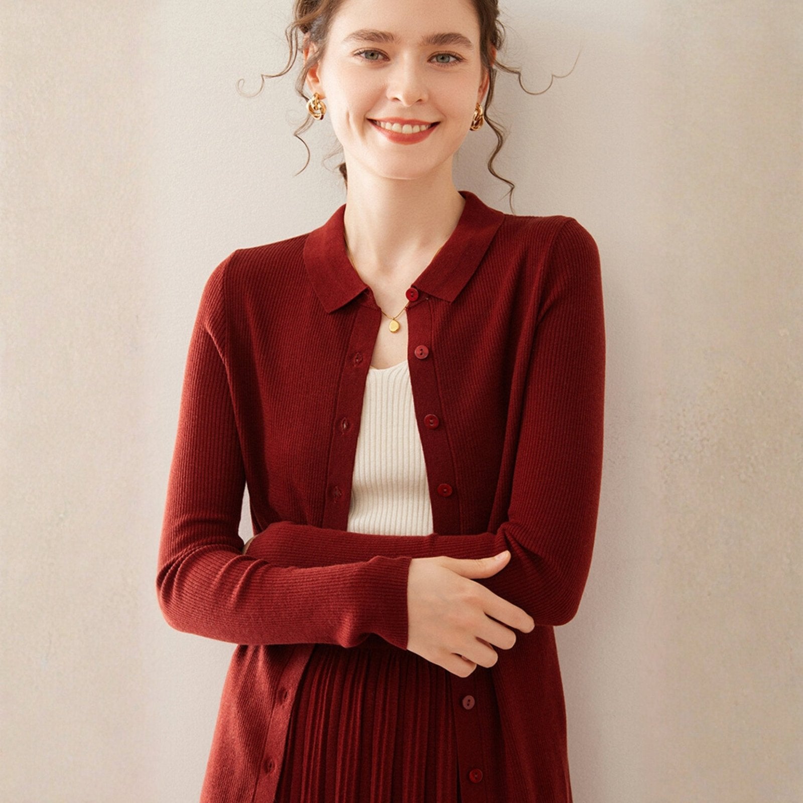 Baythread – Mulberry Silk Collared Cardigan - Hilltop Nord