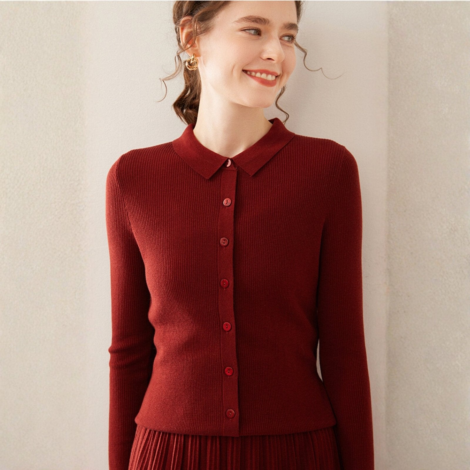 Baythread – Mulberry Silk Collared Cardigan - Hilltop Nord
