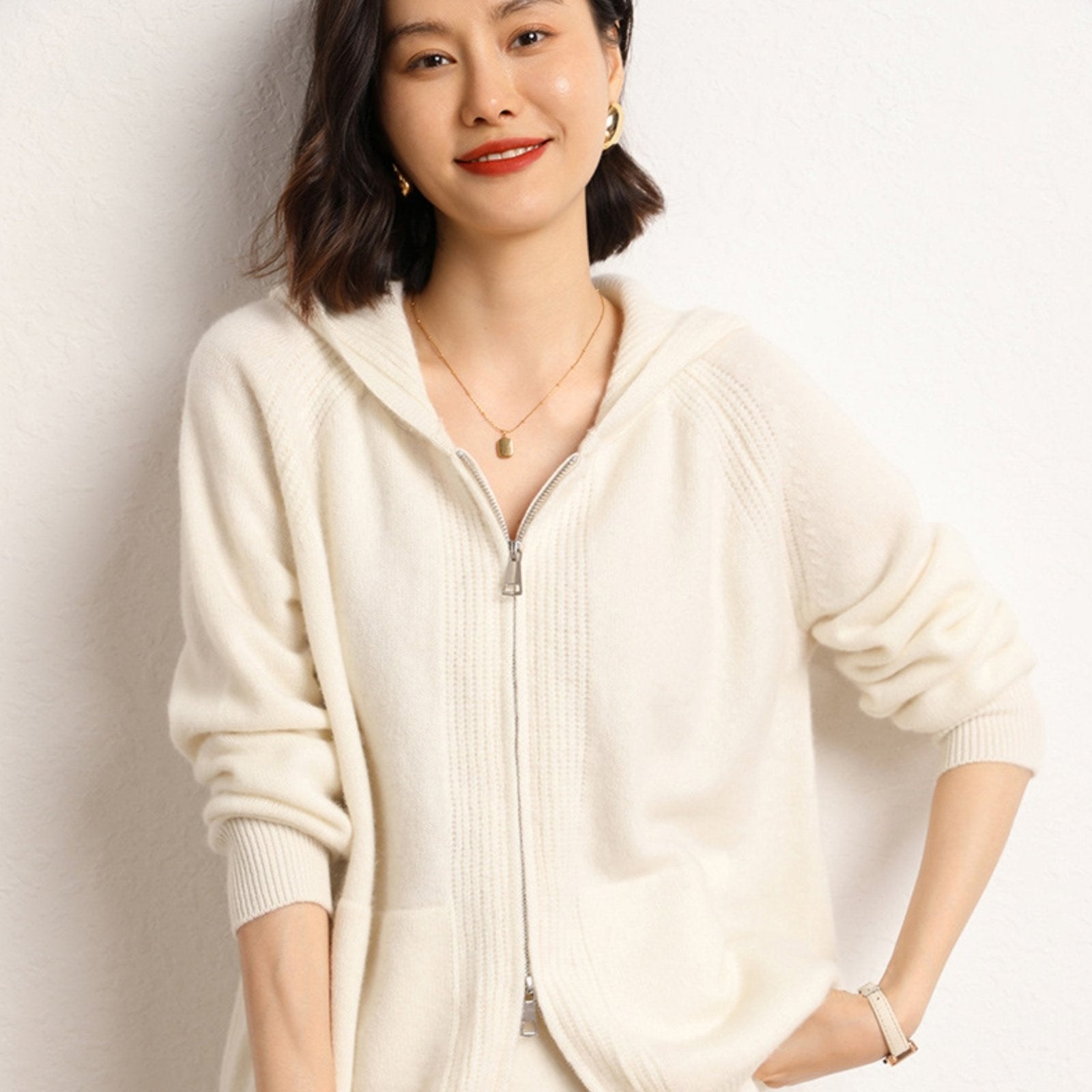 Galespire – Cashmere Wool Hooded Cardigan - Hilltop Nord