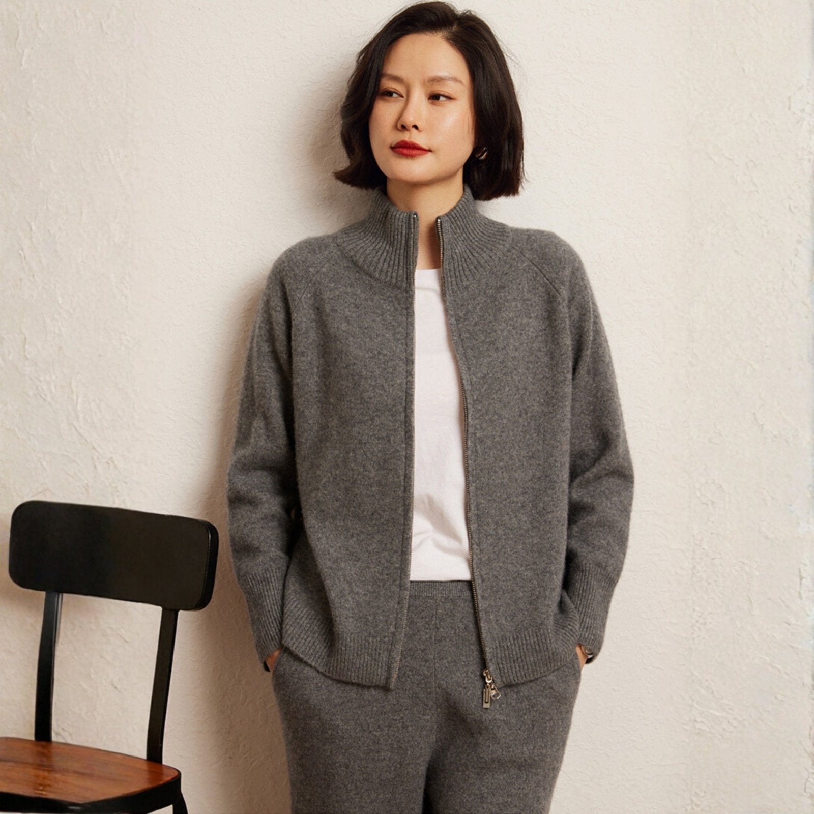 Crestflow – Cashmere Wool Zip Cardigan - Hilltop Nord