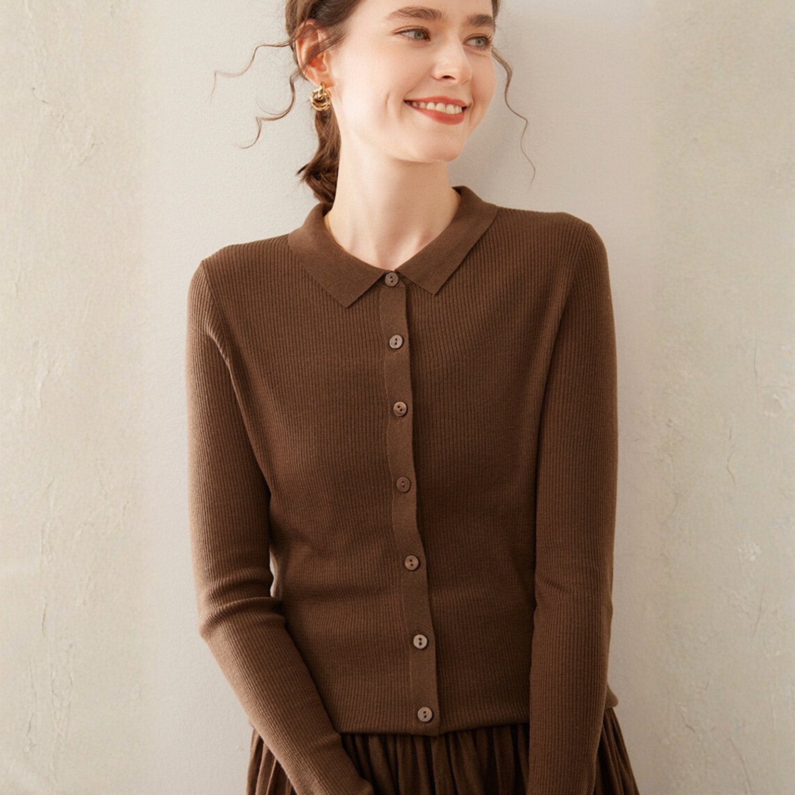 Baythread – Mulberry Silk Collared Cardigan - Hilltop Nord