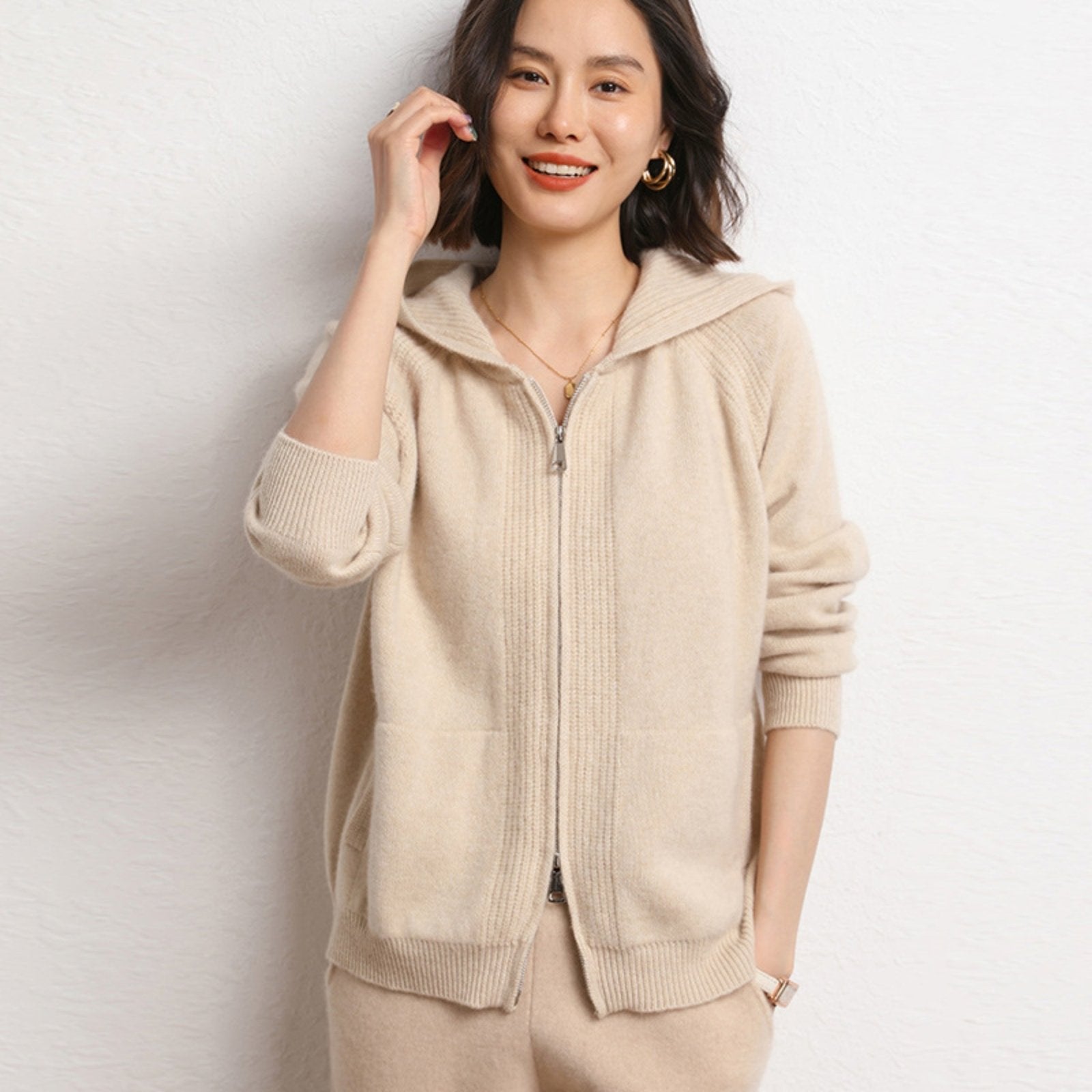 Galespire – Cashmere Wool Hooded Cardigan - Hilltop Nord