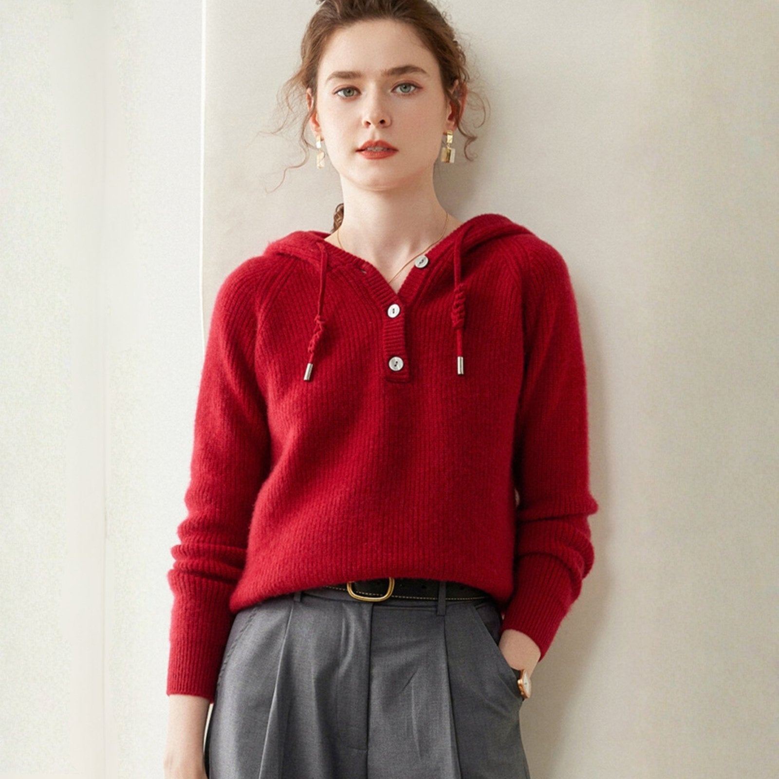 Loomhaven – Cashmere Wool Hooded Cardigan - Hilltop Nord