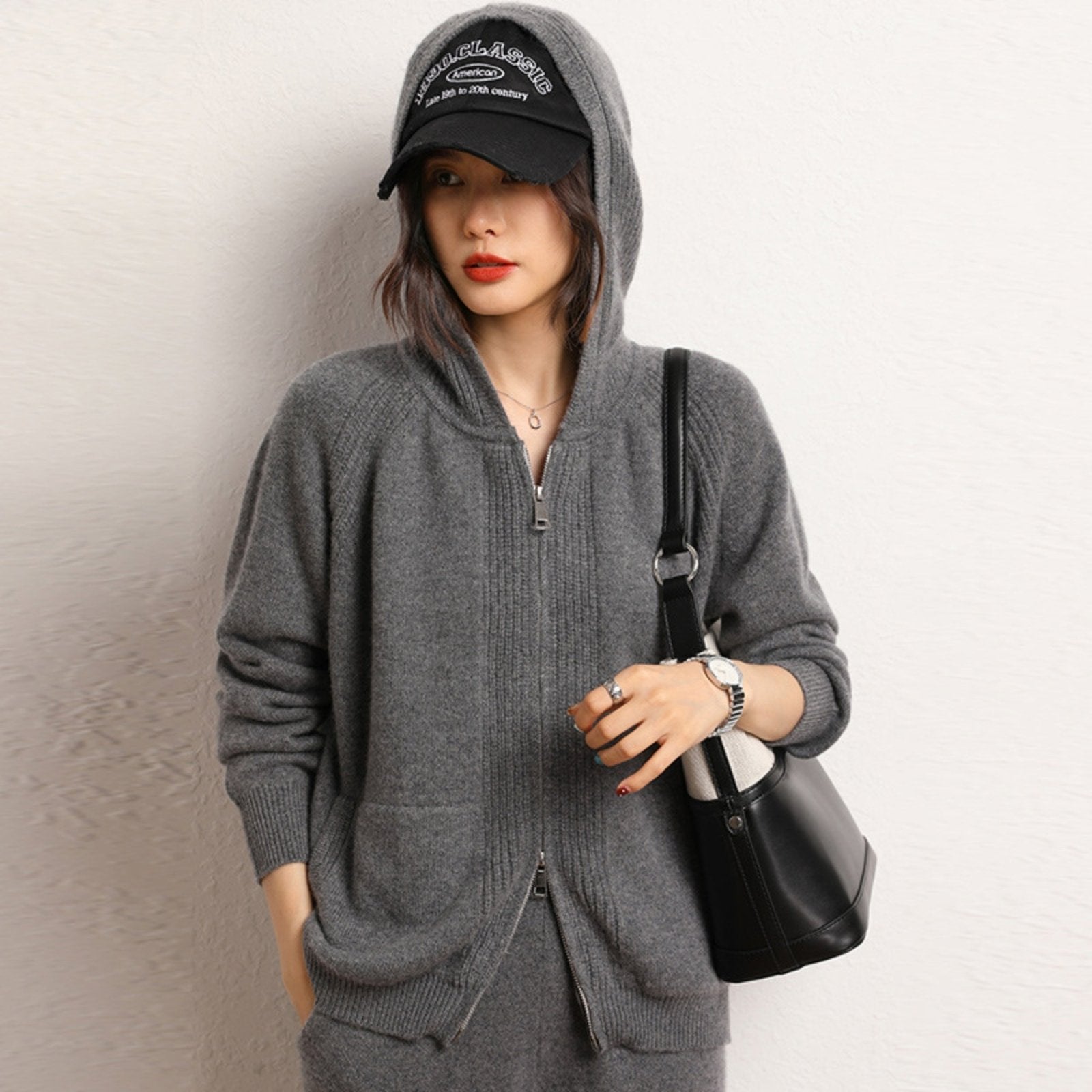 Galespire – Cashmere Wool Hooded Cardigan - Hilltop Nord