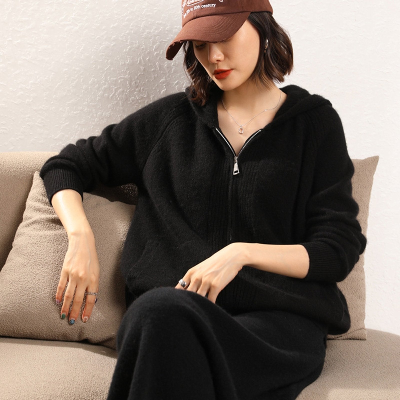 Galespire – Cashmere Wool Hooded Cardigan - Hilltop Nord