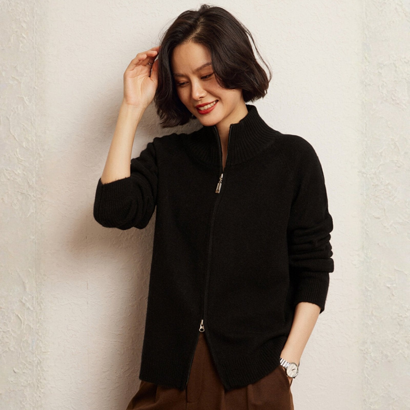 Crestflow – Cashmere Wool Zip Cardigan - Hilltop Nord