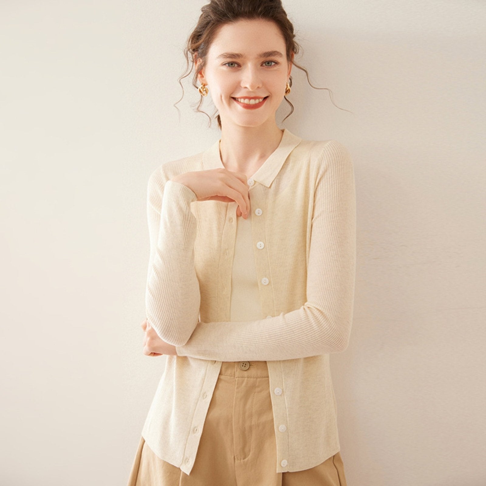 Baythread – Mulberry Silk Collared Cardigan - Hilltop Nord