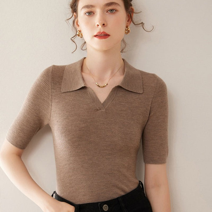 Elise - Worsted Wool Polo Knit - Hilltop Nord