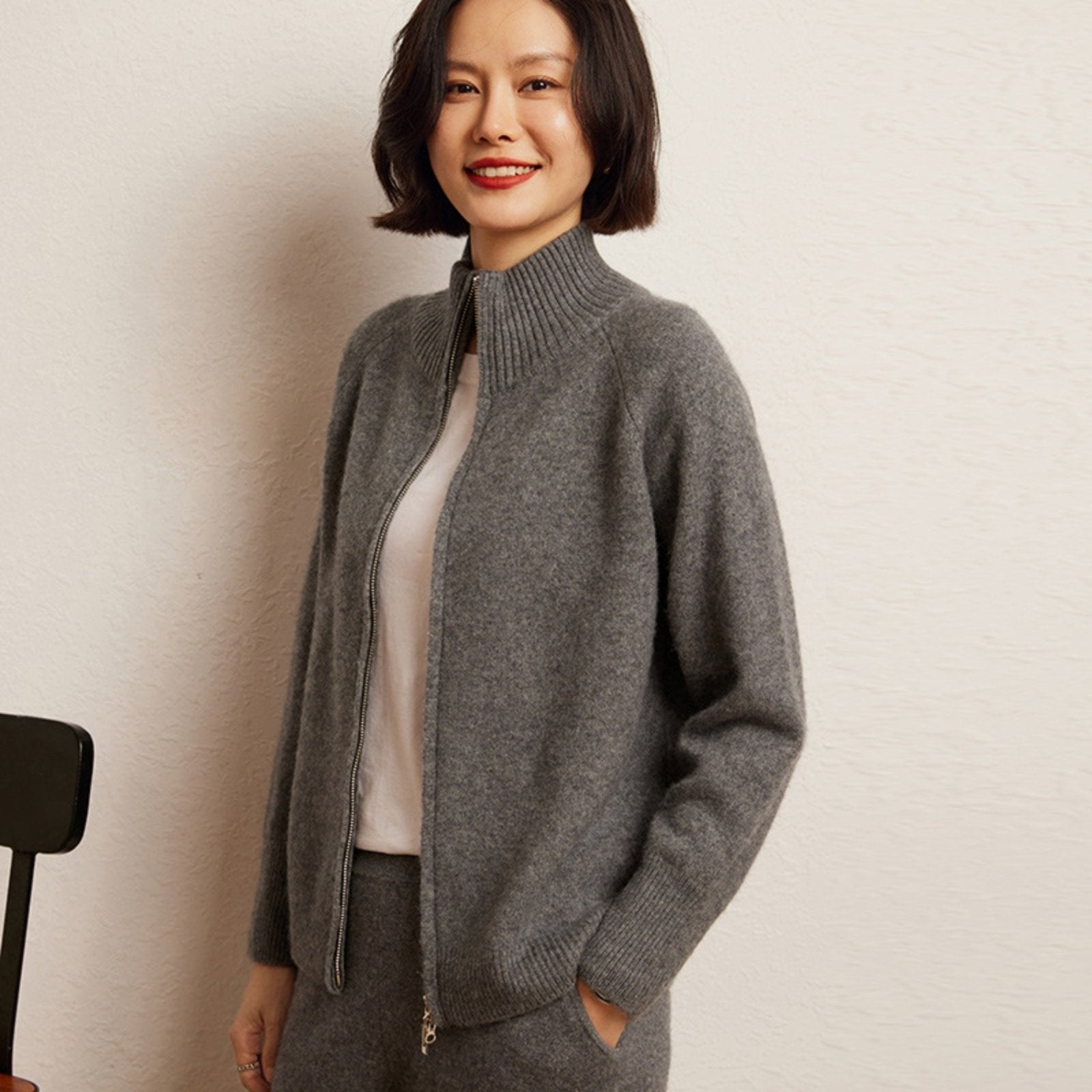 Crestflow – Cashmere Wool Zip Cardigan - Hilltop Nord