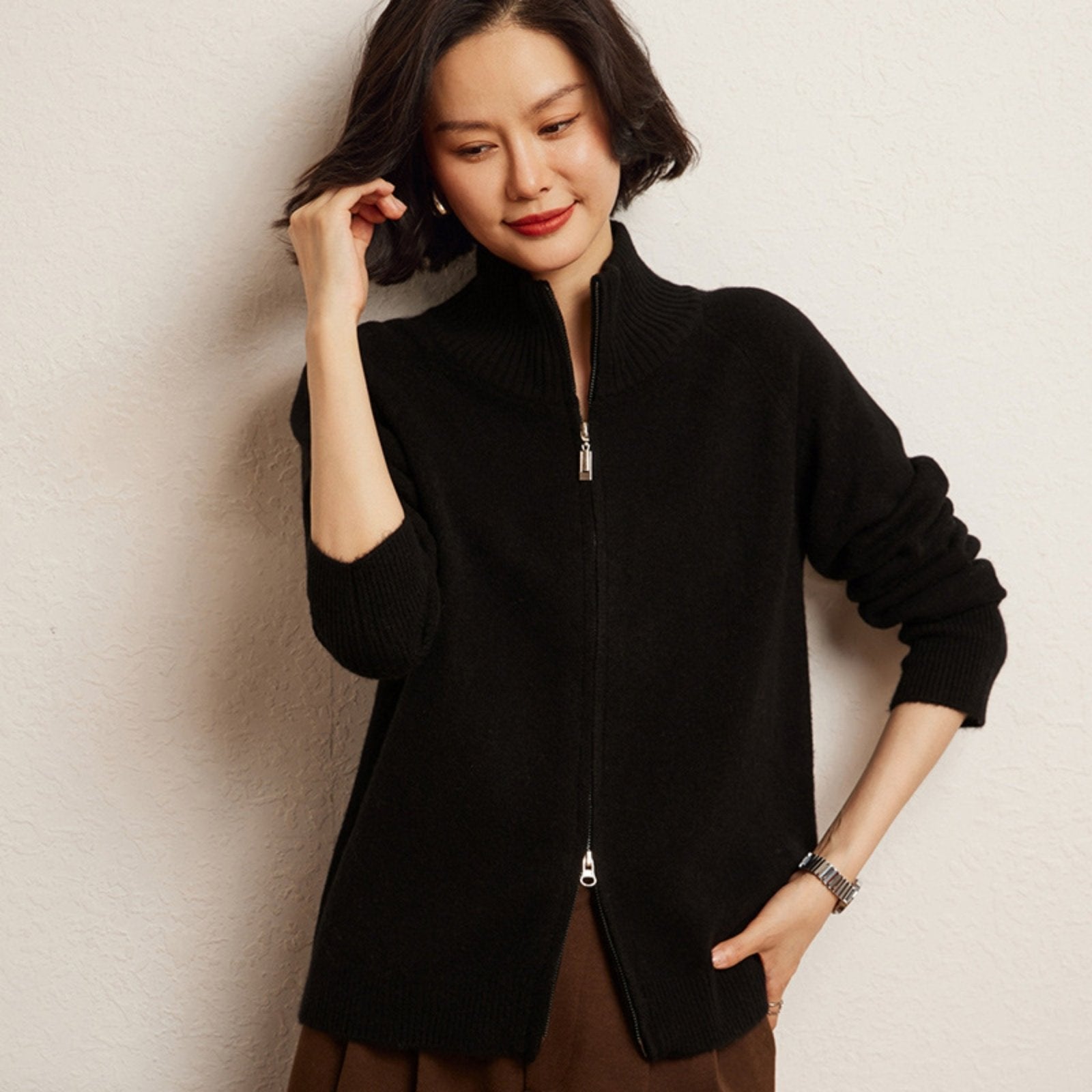 Crestflow – Cashmere Wool Zip Cardigan - Hilltop Nord