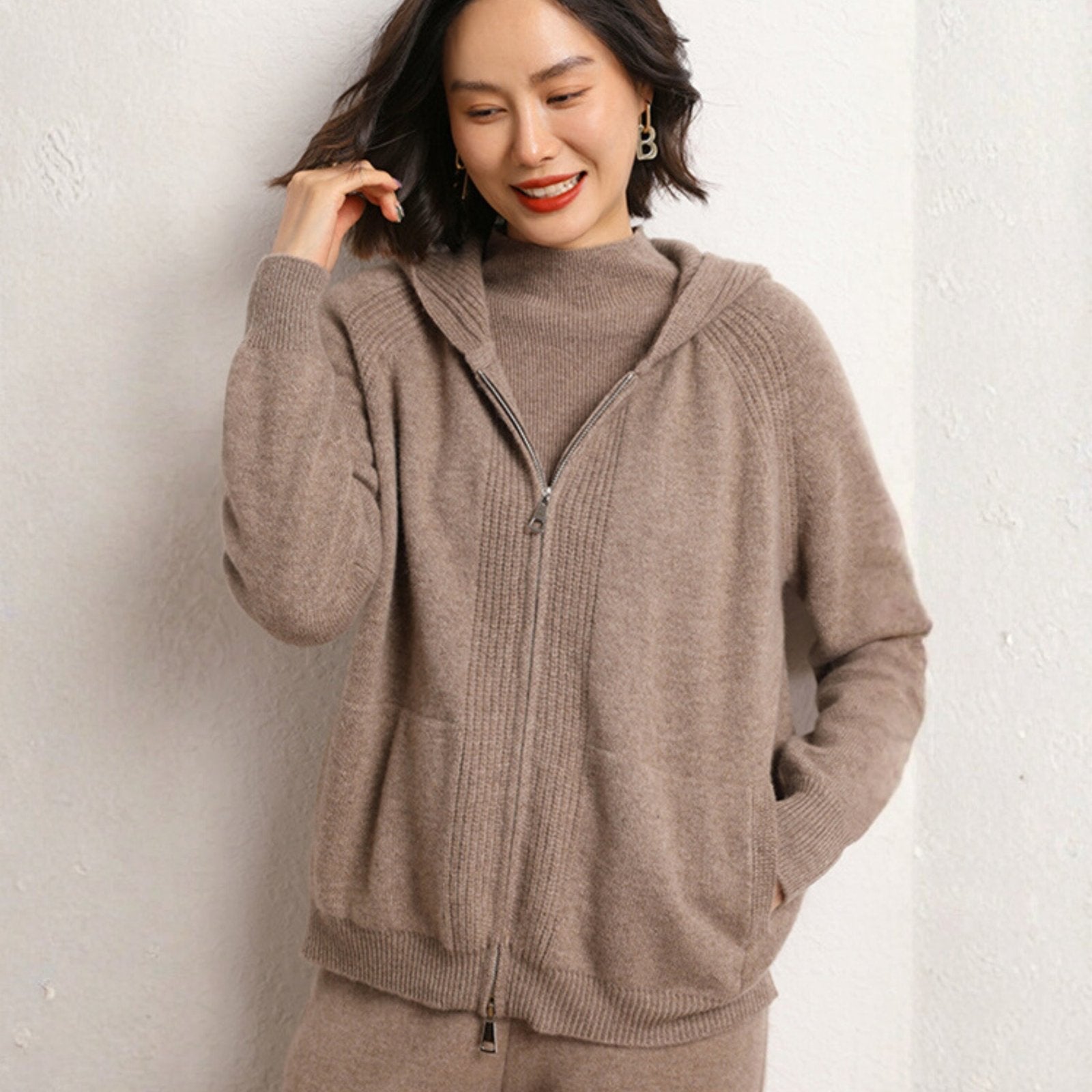 Galespire – Cashmere Wool Hooded Cardigan - Hilltop Nord