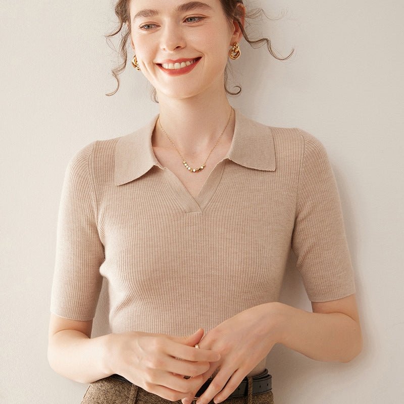 Elise - Worsted Wool Polo Knit - Hilltop Nord