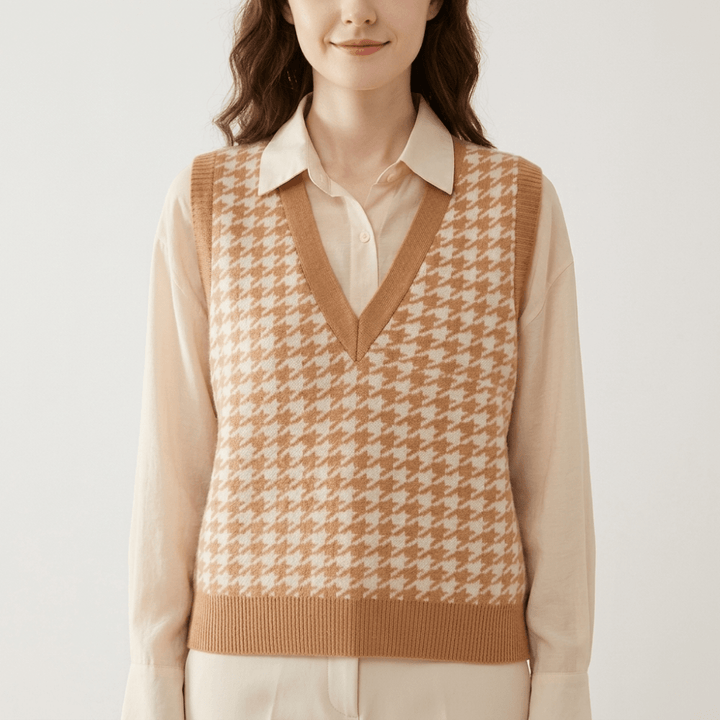 Harper - Cashmere Wool Houndstooth Vest - Hilltop Nord
