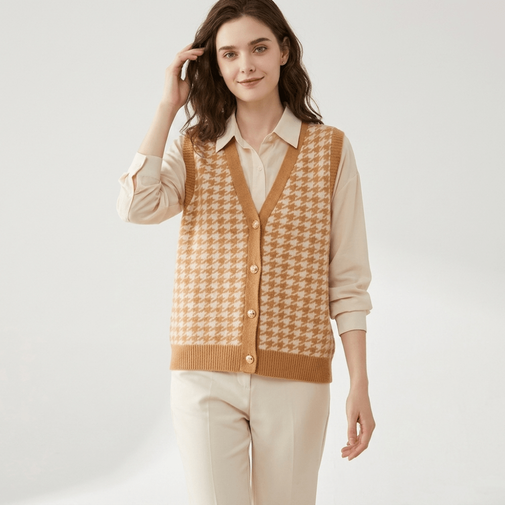 Harper - Cashmere Wool Houndstooth Vest - Hilltop Nord