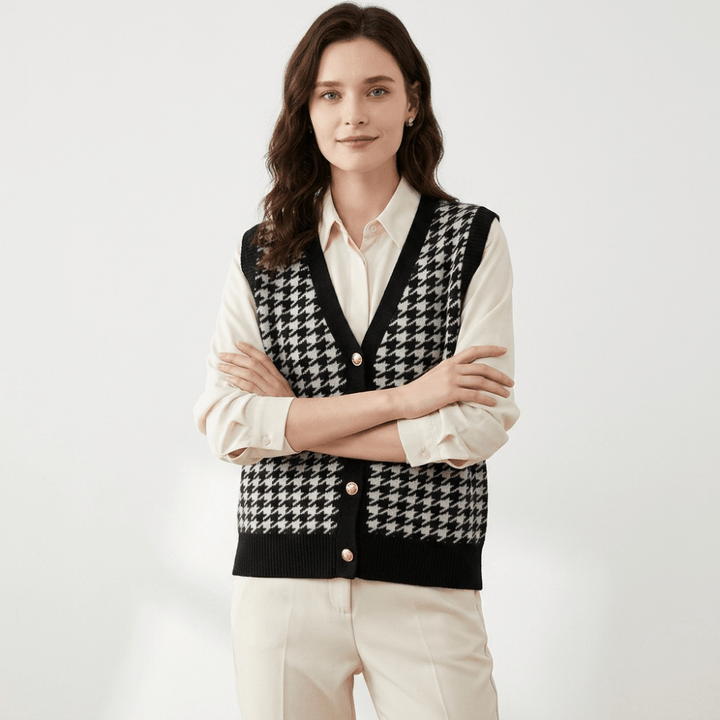 Harper - Cashmere Wool Houndstooth Vest - Hilltop Nord