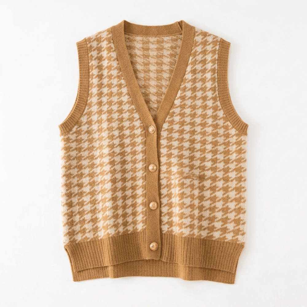 Harper - Cashmere Wool Houndstooth Vest - Hilltop Nord