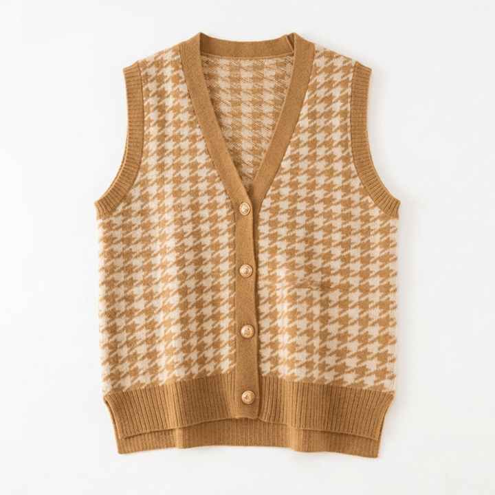 Harper - Cashmere Wool Houndstooth Vest - Hilltop Nord