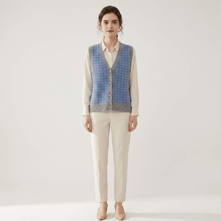 Harper - Cashmere Wool Houndstooth Vest - Hilltop Nord