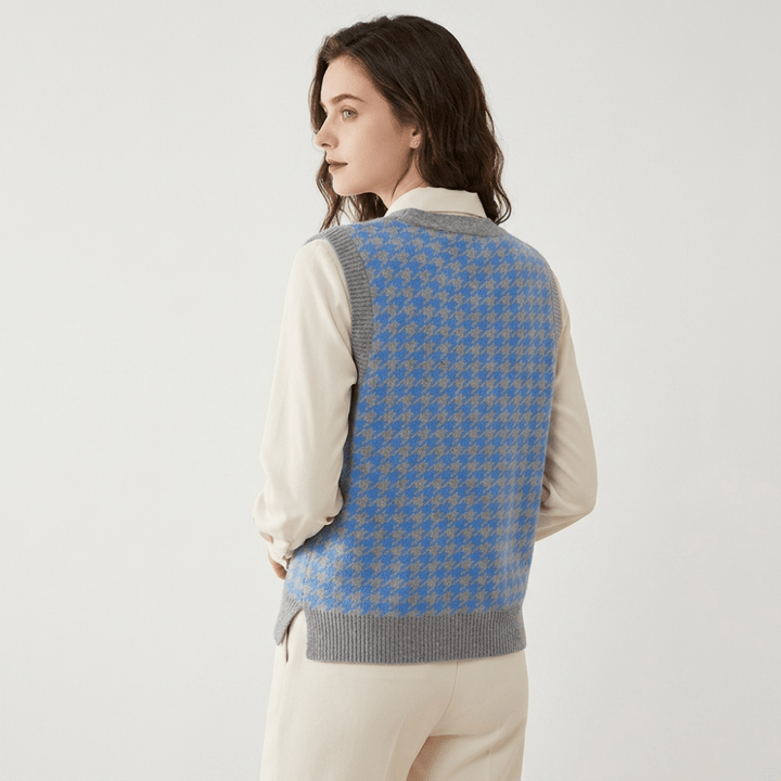 Harper - Cashmere Wool Houndstooth Vest - Hilltop Nord