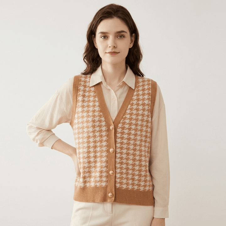 Harper - Cashmere Wool Houndstooth Vest - Hilltop Nord