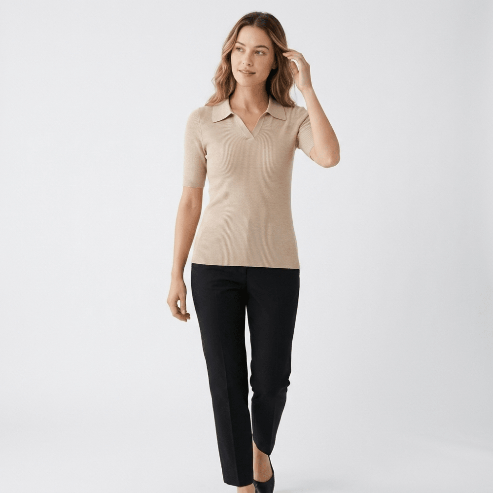 Elise - Worsted Wool Polo Knit - Hilltop Nord