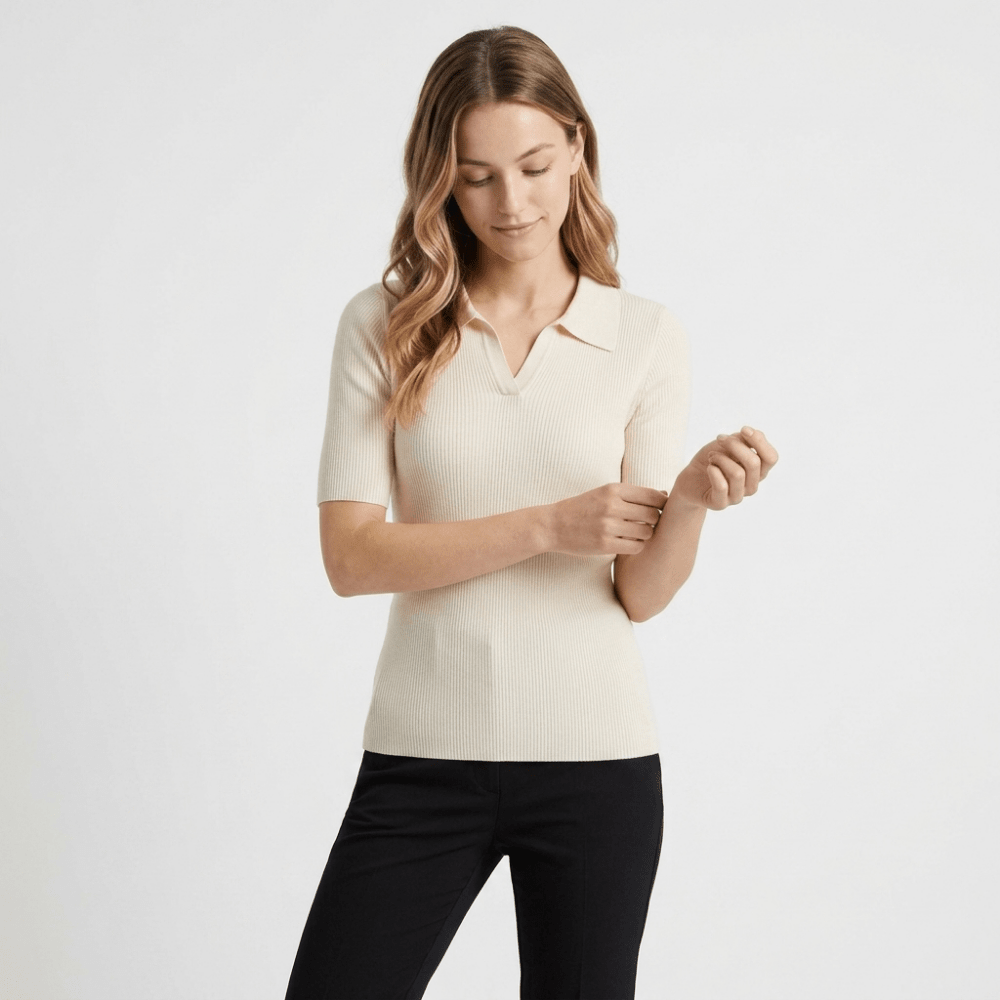 Elise - Worsted Wool Polo Knit - Hilltop Nord