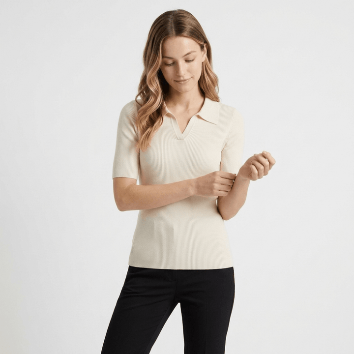 Elise - Worsted Wool Polo Knit - Hilltop Nord