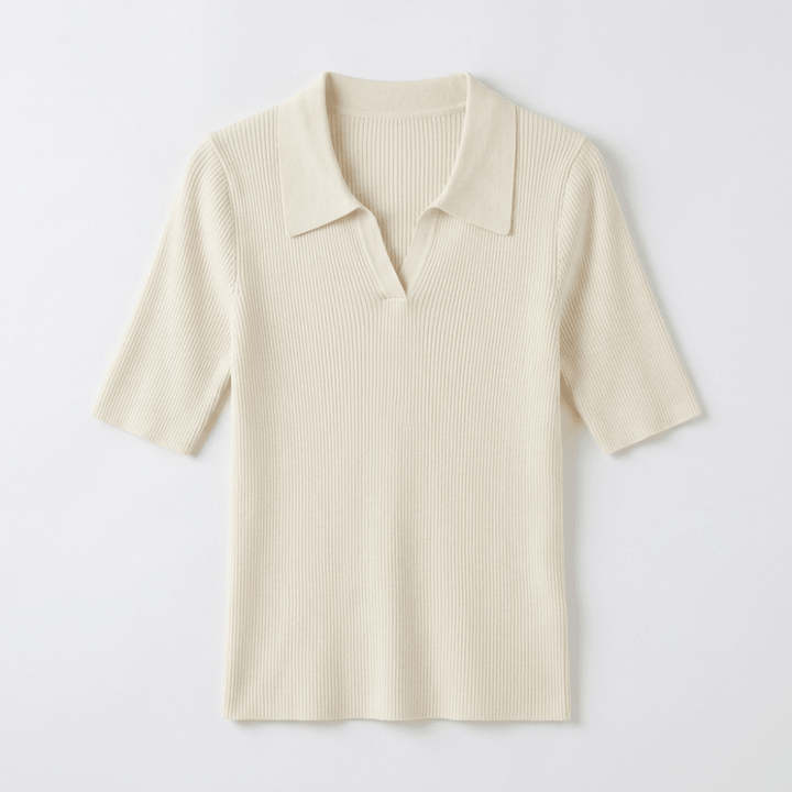 Elise - Worsted Wool Polo Knit - Hilltop Nord