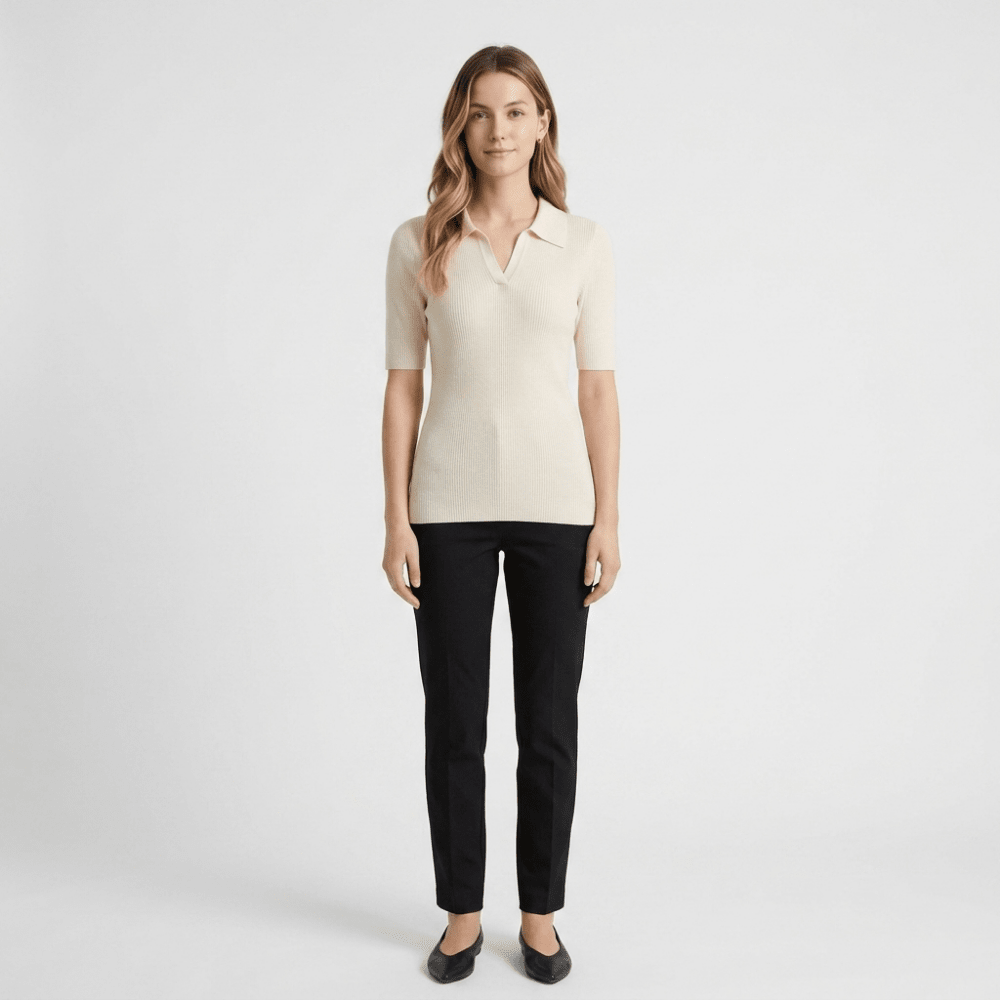 Elise - Worsted Wool Polo Knit - Hilltop Nord