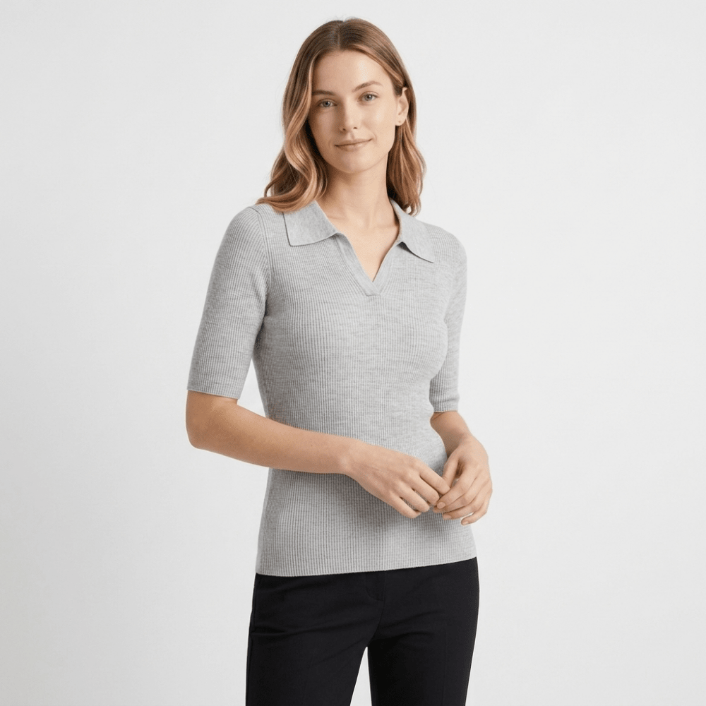 Elise - Worsted Wool Polo Knit - Hilltop Nord