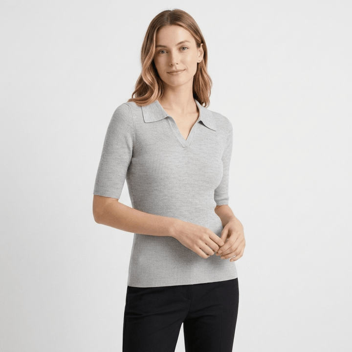 Elise - Worsted Wool Polo Knit - Hilltop Nord