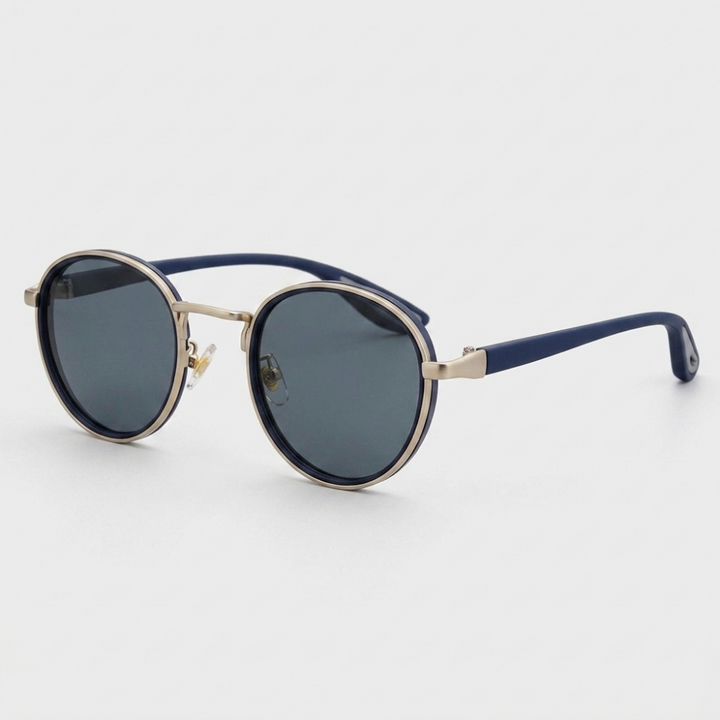 Luna - Round Frame Sunglasses — Blue