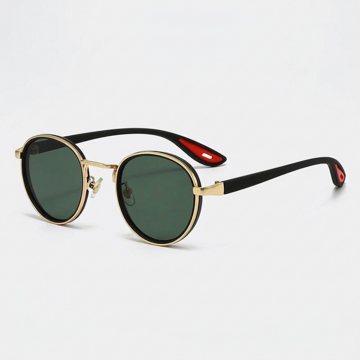 Luna - Round Frame Sunglasses — Gold Black