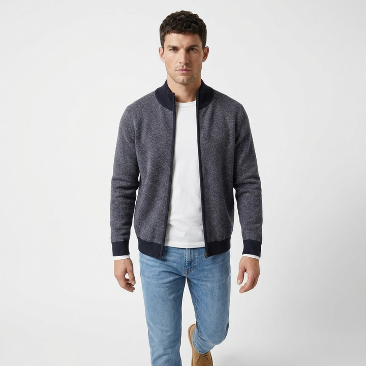 Sterling - Cashmere Wool Zip Jacket — Blue