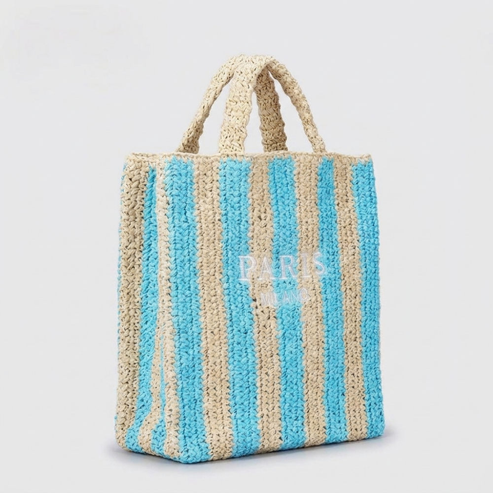 Tressa – Woven Tote Bag — Blue