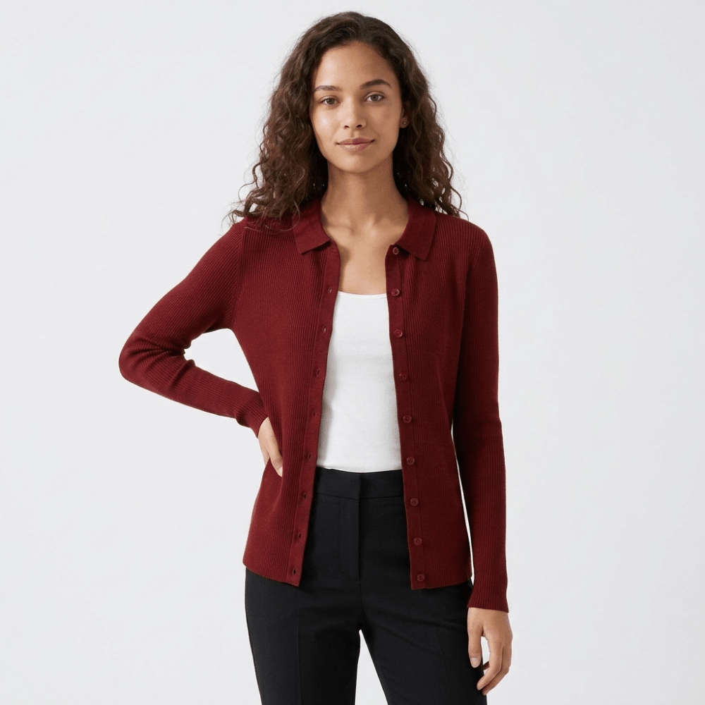 Baythread – Mulberry Silk Collared Cardigan - Hilltop Nord