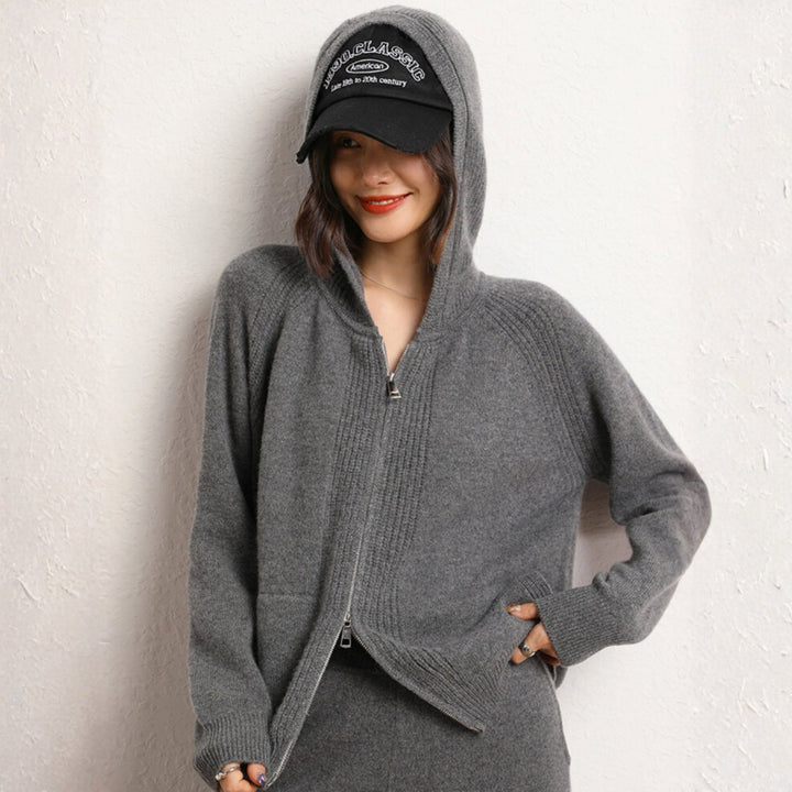 Galespire – Cashmere Wool Hooded Cardigan - Hilltop Nord