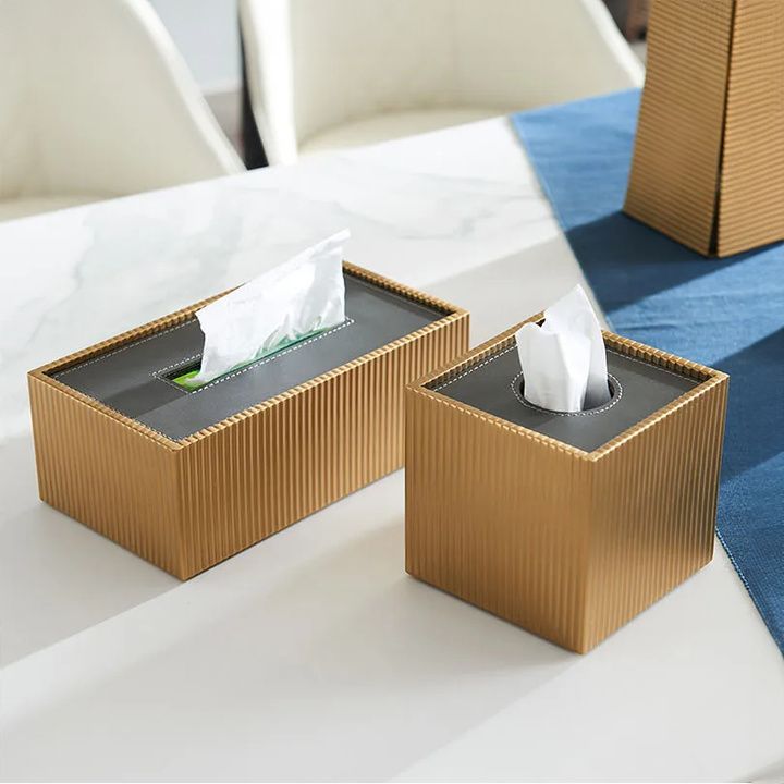 Brass and Leather Tissue Box Holder