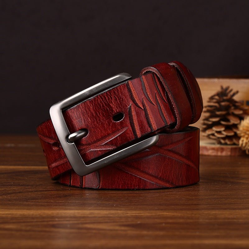 Cragford – Embossed Pin Buckle Leather Belt - Hilltop Nord