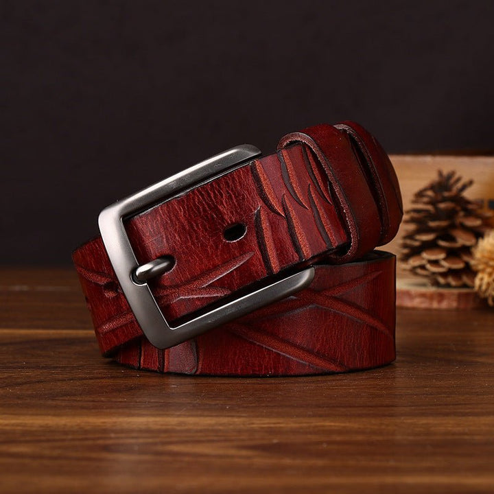 Cragford – Embossed Pin Buckle Leather Belt - Hilltop Nord
