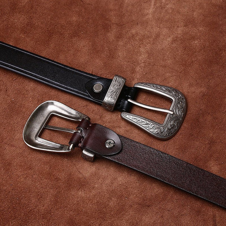 Westward – Engraved Buckle Leather Belt - Hilltop Nord
