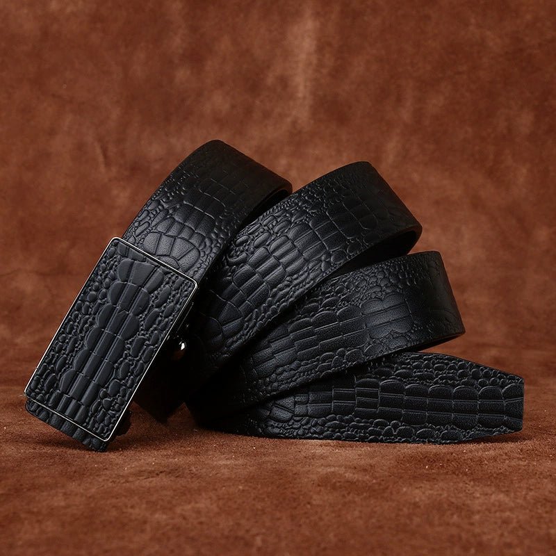 Lowland – Crocodile - Embossed Auto Buckle Leather Belt - Hilltop Nord