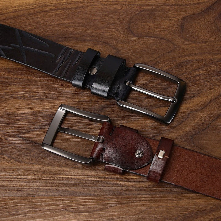 Cragford – Embossed Pin Buckle Leather Belt - Hilltop Nord