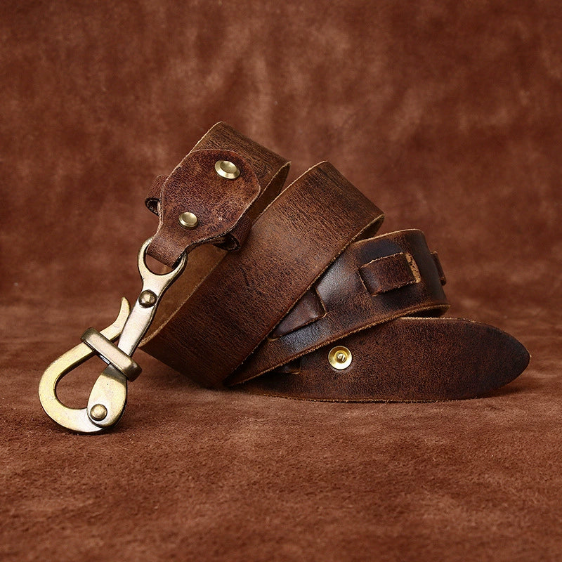 Brasswood – Retro Lock Buckle Leather Belt — Brown